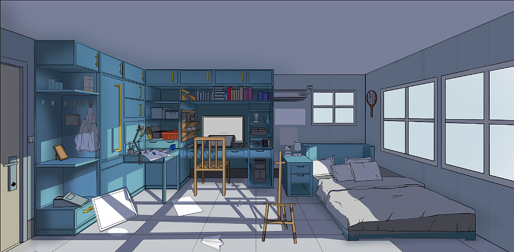 日系室內場景繪畫步驟詳解